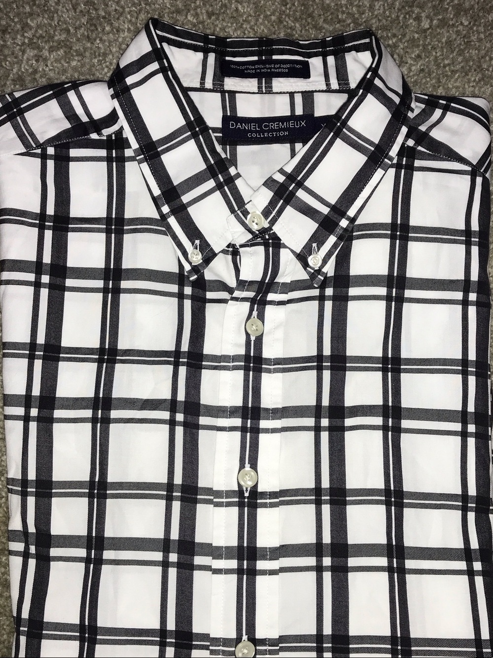 Daniel Cremieux wrinkle free White and Black Plaid Button-Down Shirt SZ XL